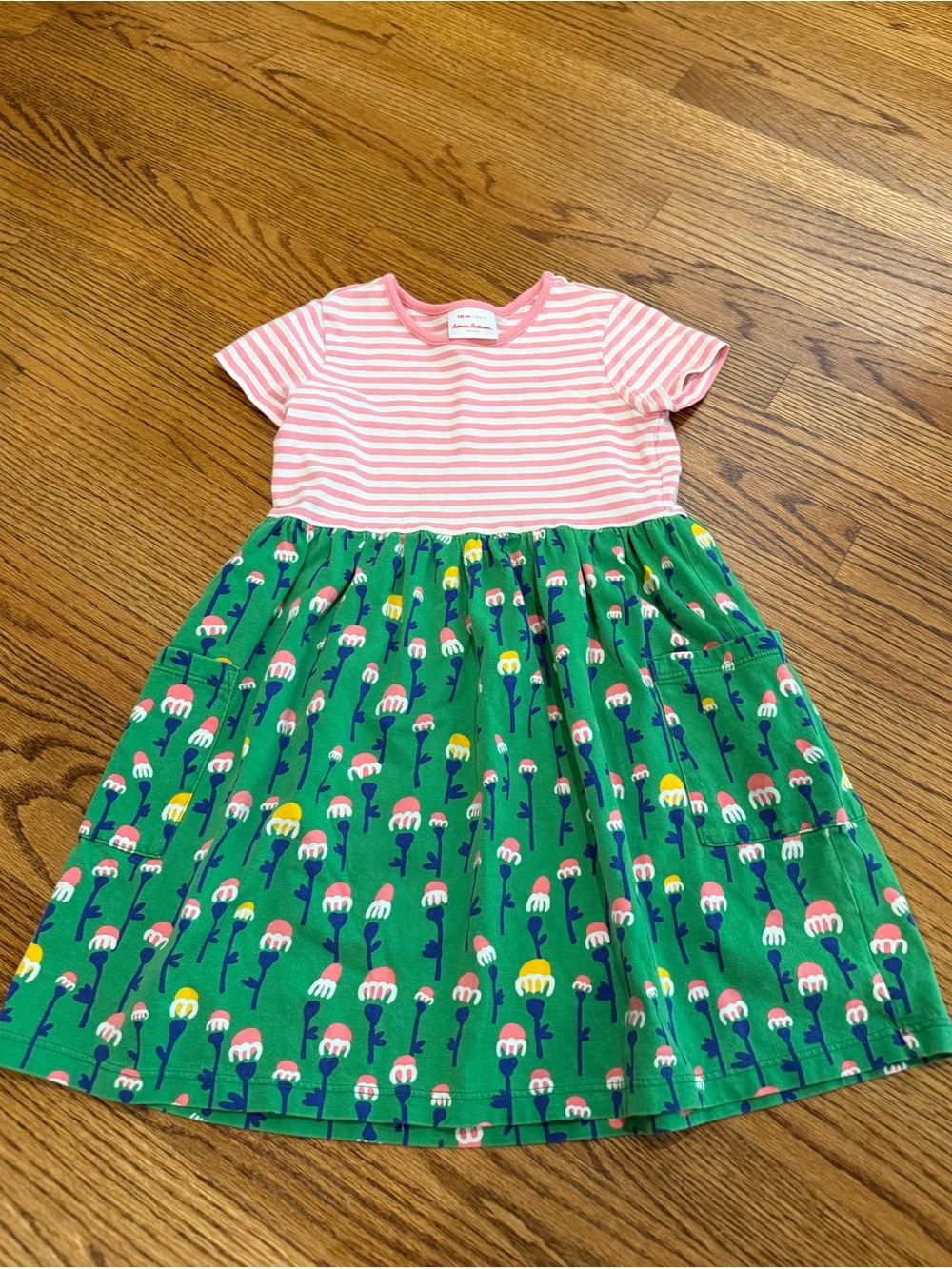 Hanna Andersson Pink Striped Top Green Floral Twirl Dress